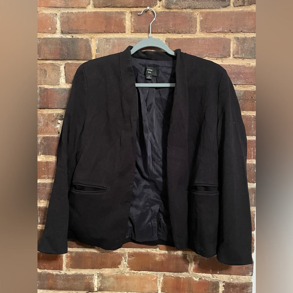 J Crew Black “Going Out” Cropped Blazer
